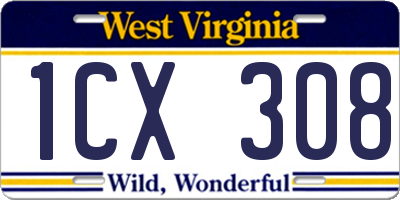 WV license plate 1CX308