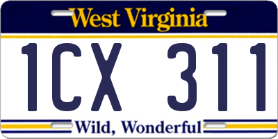 WV license plate 1CX311