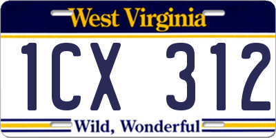 WV license plate 1CX312