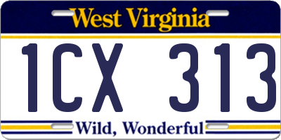 WV license plate 1CX313