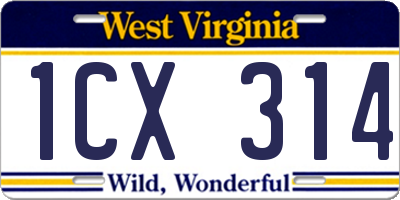 WV license plate 1CX314