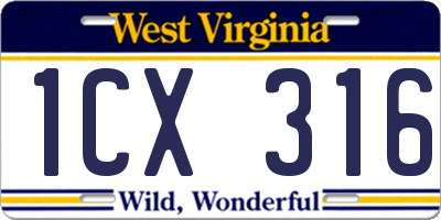 WV license plate 1CX316