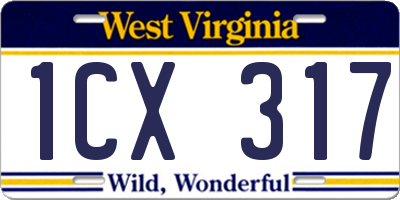WV license plate 1CX317