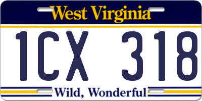 WV license plate 1CX318