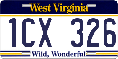 WV license plate 1CX326