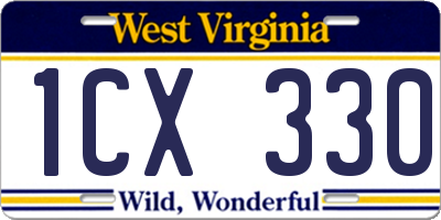 WV license plate 1CX330