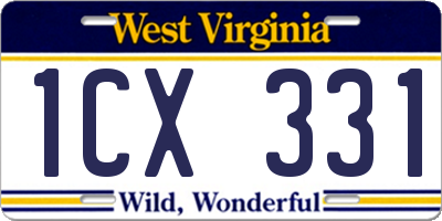 WV license plate 1CX331