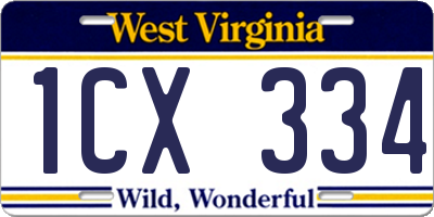 WV license plate 1CX334