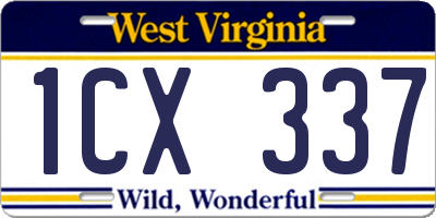 WV license plate 1CX337