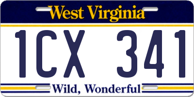 WV license plate 1CX341