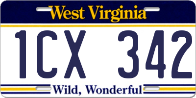 WV license plate 1CX342