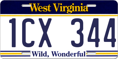 WV license plate 1CX344