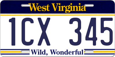 WV license plate 1CX345