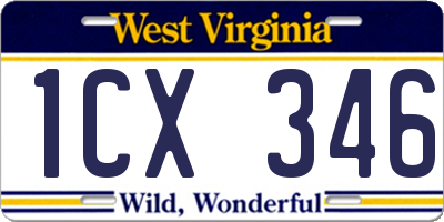 WV license plate 1CX346