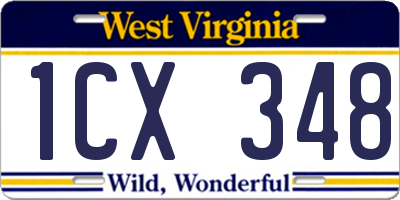 WV license plate 1CX348
