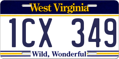 WV license plate 1CX349