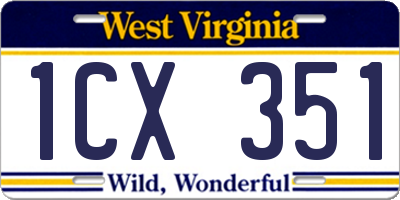 WV license plate 1CX351