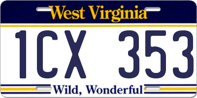 WV license plate 1CX353