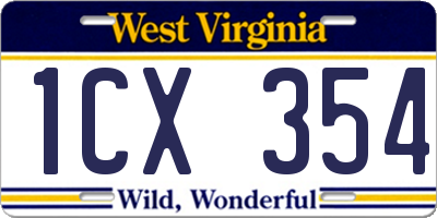 WV license plate 1CX354