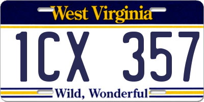 WV license plate 1CX357