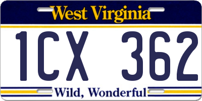 WV license plate 1CX362