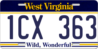 WV license plate 1CX363