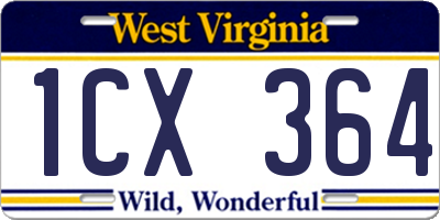 WV license plate 1CX364