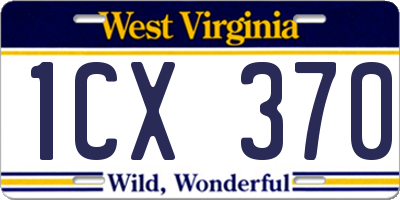 WV license plate 1CX370