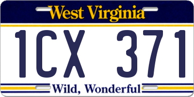 WV license plate 1CX371