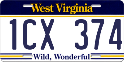 WV license plate 1CX374