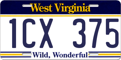 WV license plate 1CX375