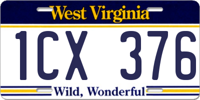 WV license plate 1CX376