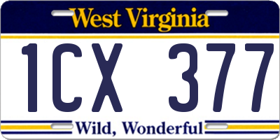 WV license plate 1CX377