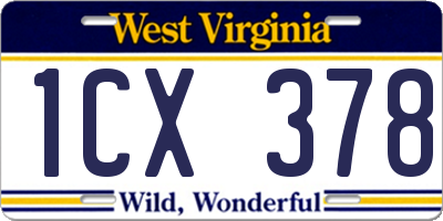 WV license plate 1CX378