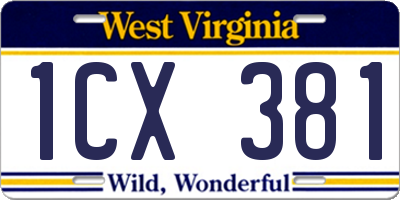 WV license plate 1CX381