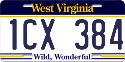 WV license plate 1CX384