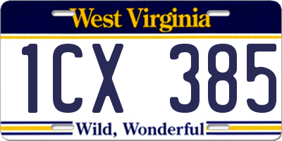 WV license plate 1CX385