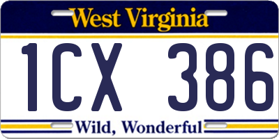 WV license plate 1CX386