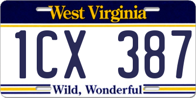 WV license plate 1CX387