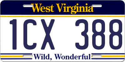 WV license plate 1CX388