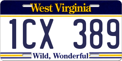 WV license plate 1CX389