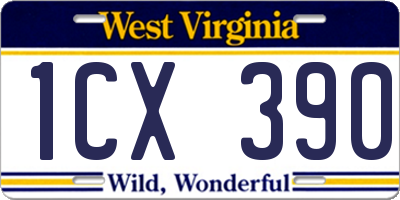 WV license plate 1CX390