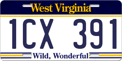 WV license plate 1CX391