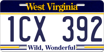 WV license plate 1CX392