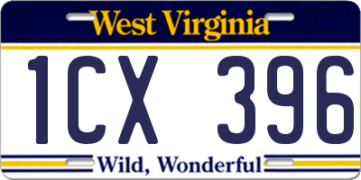 WV license plate 1CX396