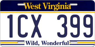 WV license plate 1CX399