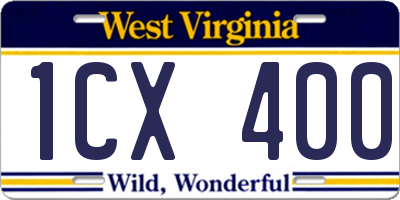 WV license plate 1CX400