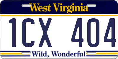 WV license plate 1CX404