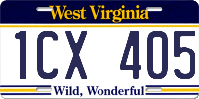 WV license plate 1CX405