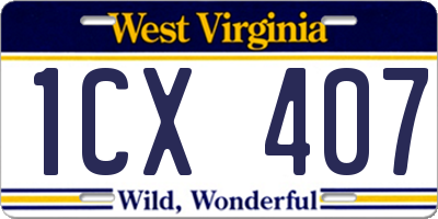 WV license plate 1CX407